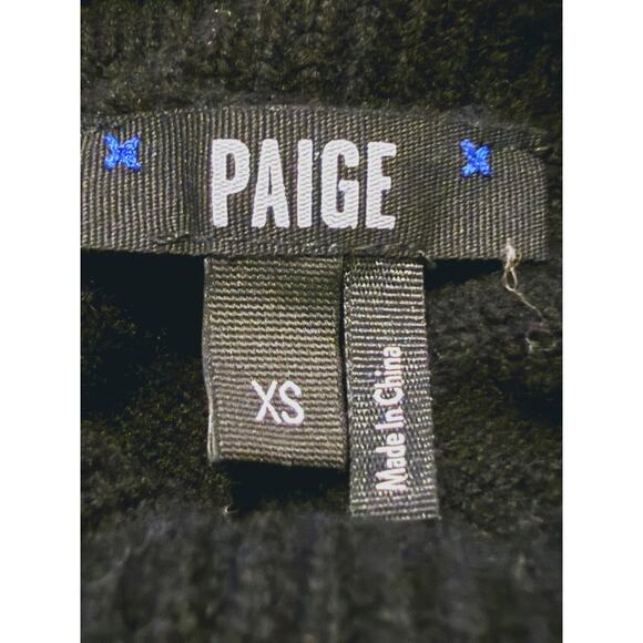 PAIGE Raundie Wool Cold Shoulder Cut Out Turtleneck Sweater Size XS Black Edgy - Picture 6 of 9